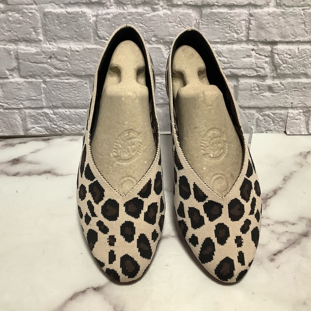 Kelli & Katie Beige Flat Leopard Print Fronzie Ballet Shoes Size 9